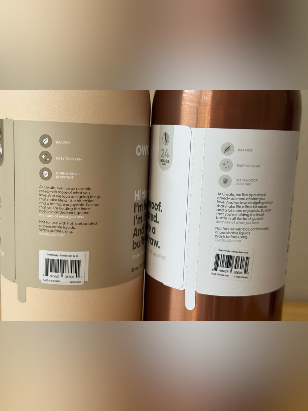 Owala FreeSip 32oz Water Bottle Lot of 2 Sandy Shores Brown New - Picture 3 of 3